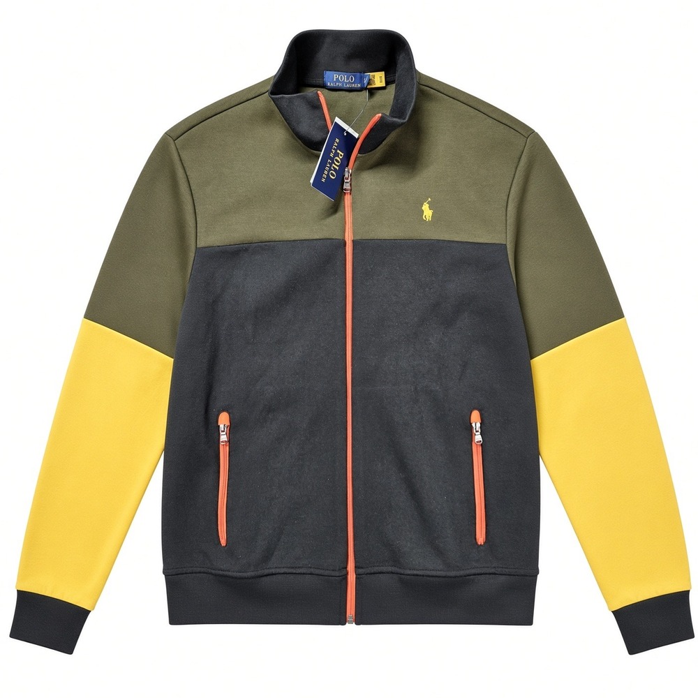 Polo Ralph Lauren RL67 Track Jacket Mens L Olive Colorblock Full Zip NWT